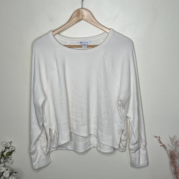 ATHLETA 2024 Coaster Luxe Rib High Hip Sweatshirt Magnolia White Sz L P {F9} - Picture 4 of 8